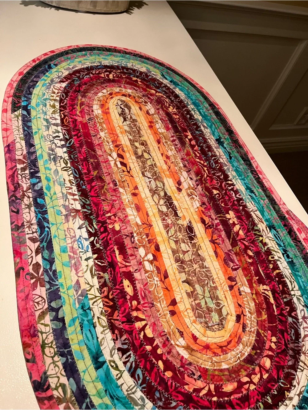 Hand Crafted Handmade Oval Multi-Color Braided Table Runner/Rug